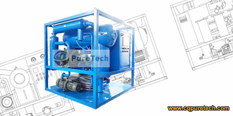 structure of <a href=https://www.cqpuretech.com/VOP-Single-Stage-Vacuum-Transformer-Oil-Purifier-p.html target='_blank'>Vacuum <a href=https://www.cqpuretech.com/products.html target='_blank'>Oil Purifier</a></a>, for <a href=https://www.cqpuretech.com/3000-LPH-High-Vacuum-Transformer-Oil-Filtration-Machine-p.html target='_blank'>Transformer Oil Purification</a>, hydraulic oil purification, turbine oil purification,etc.