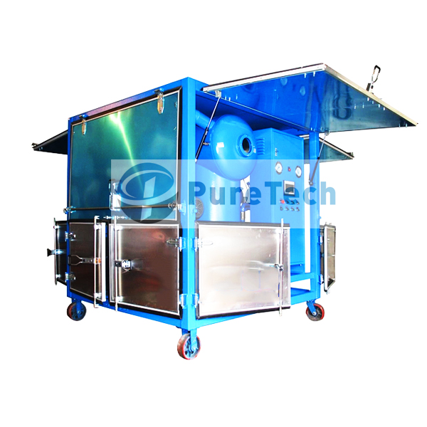 vacuum <a href=https://www.cqpuretech.com/High-Vacuum-Transformer-Oil-Filtration-Machine-p.html target='_blank'>Transformer Oil Filtration Machine</a> with metallic housing