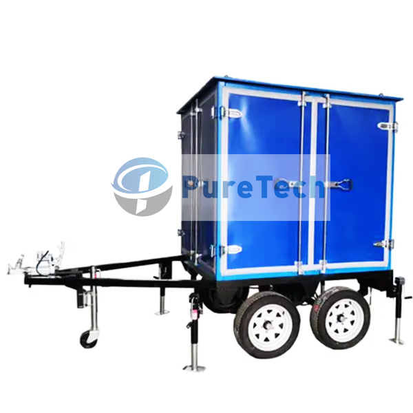 trailer-mounted transformer oil filtration machine with steel housing