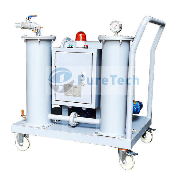 portable off-line hydraulic oil filter cart to avoid machinery breakdown by filtering out impurities from oil